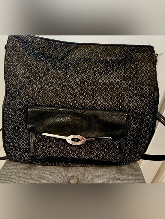 Coach Handbags - Coach Black Patterned Shoulder Bag with Silver-Tone Hardware
